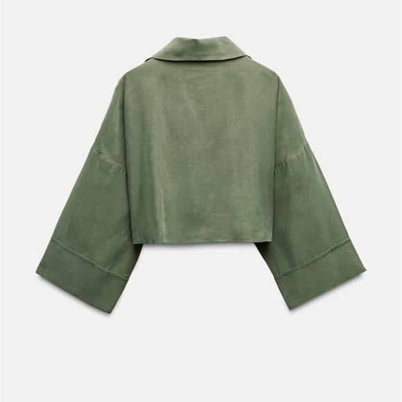 Zara Flowy Crop Top in Green - Picture 2 of 8